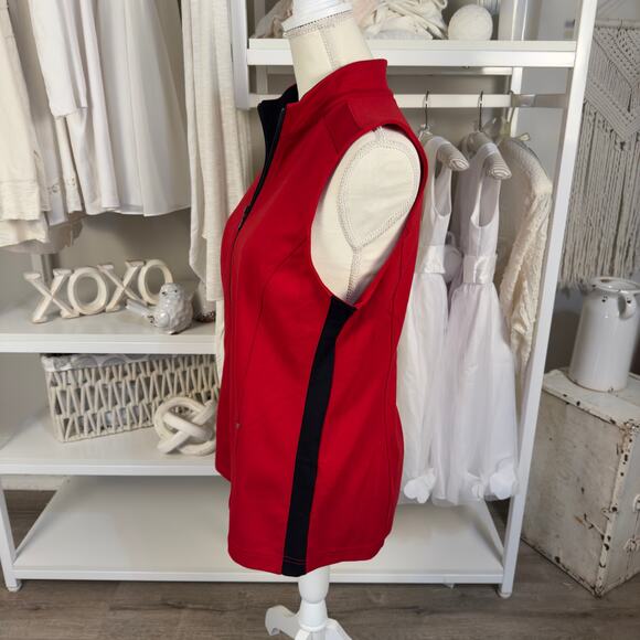 Weekends by Chico's Women's Size XS Red and Black Zip Up Vest #3404 - Picture 2 of 6